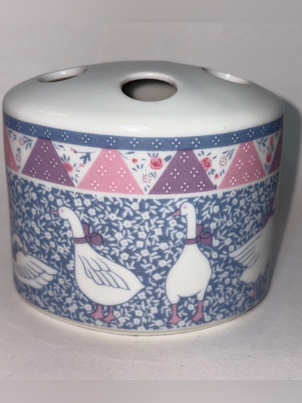 1980’s Country Goose Toothbrush Holder Ceramic Japan Holds 4 Vintage